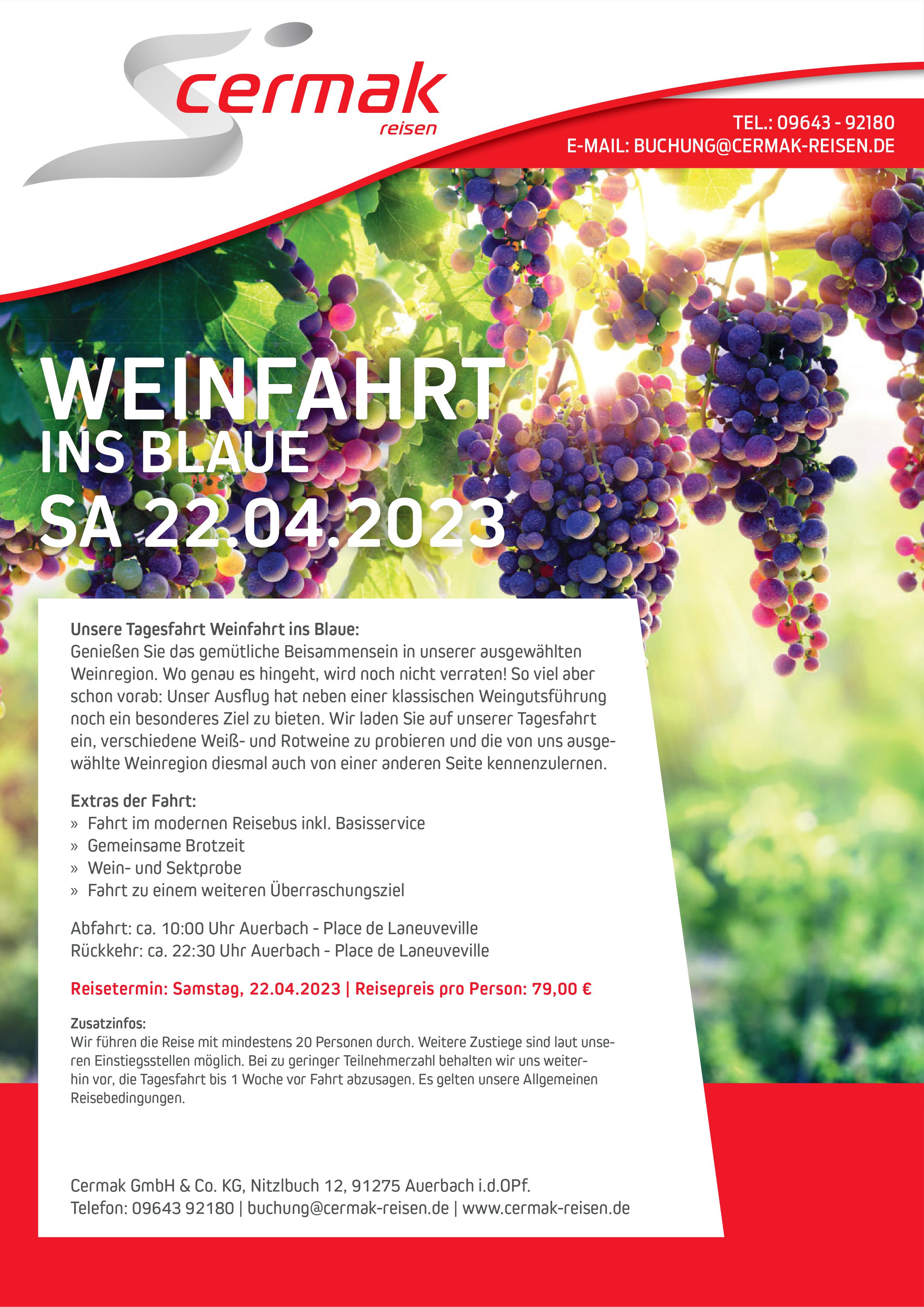 Weinfahrt INS BLAUE mit der Fa. Cermak Reisen (Buchung über Cermak Reisen)